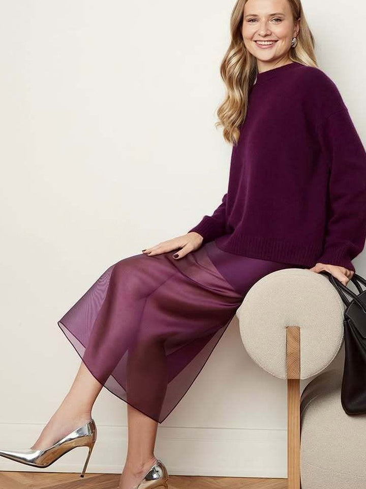 Damen Langer Chiffon-Rock mit seitlichem Schlitz und eleganter Silhouette Drune
