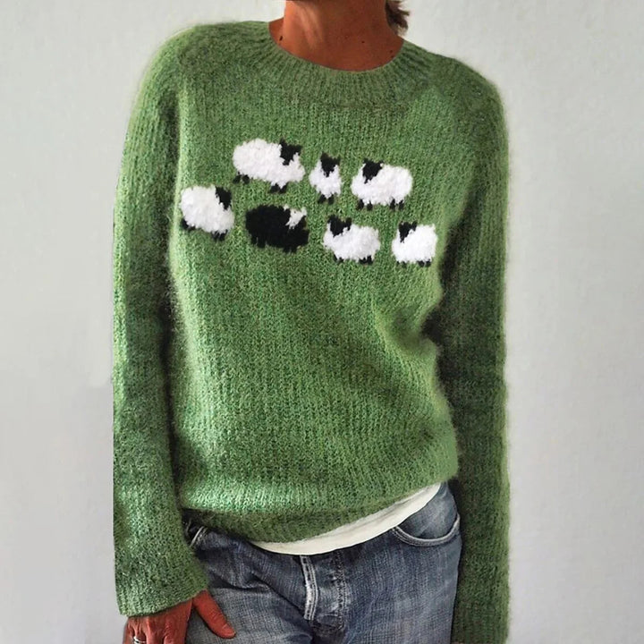 Damen Pullover mit verspieltem Schafmotiv und weichem Material Drune