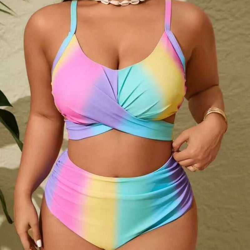 Damen Bikini-Set mit modischer Wickeloptik und hohem Bund Drune