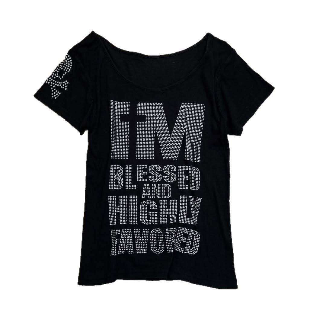 Damen Trendiges T-Shirt mit funkelnden Strassdetails Drune