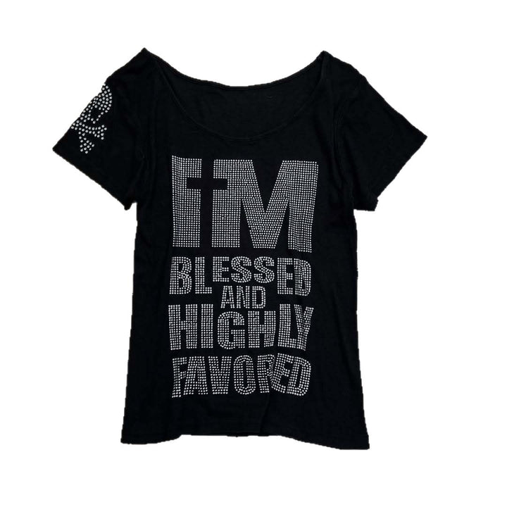 Damen Trendiges T-Shirt mit funkelnden Strassdetails Drune