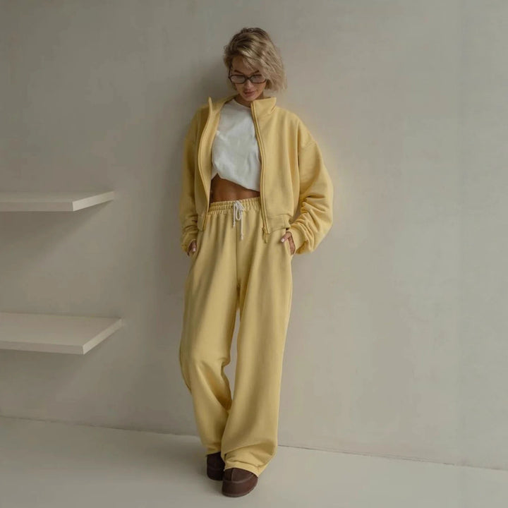 Damen lässiges Fleece-Lounge-Set mit hoher Flexibilität Drune