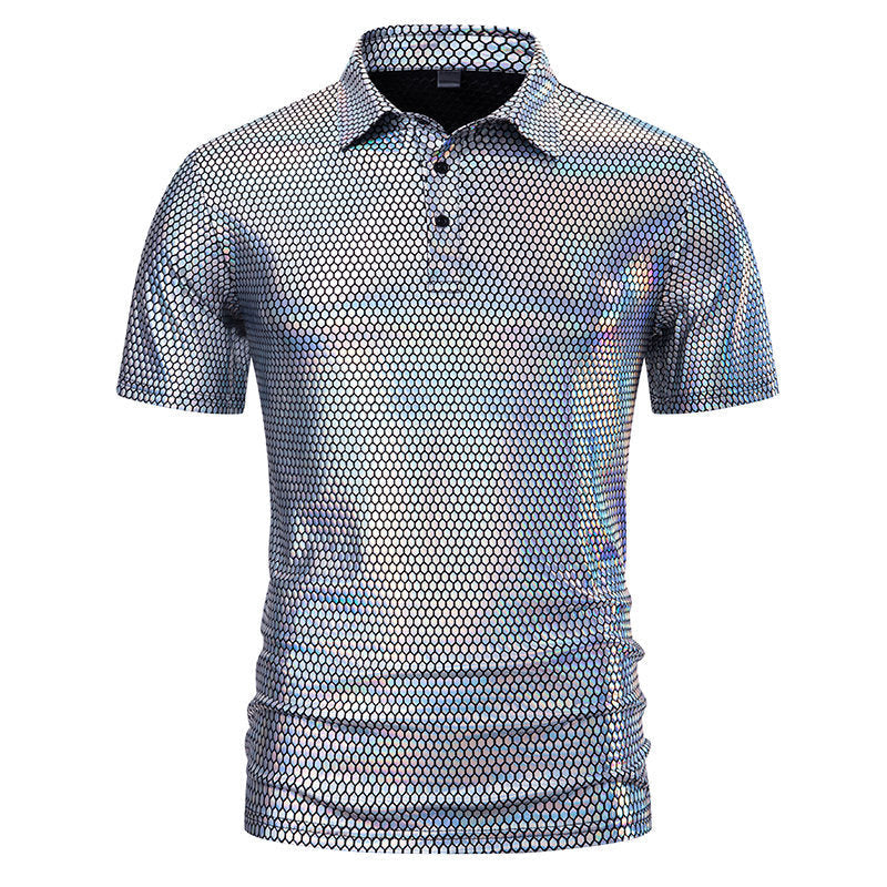 Herren Poloshirt mit glänzendem Honigwaben-Muster Drune
