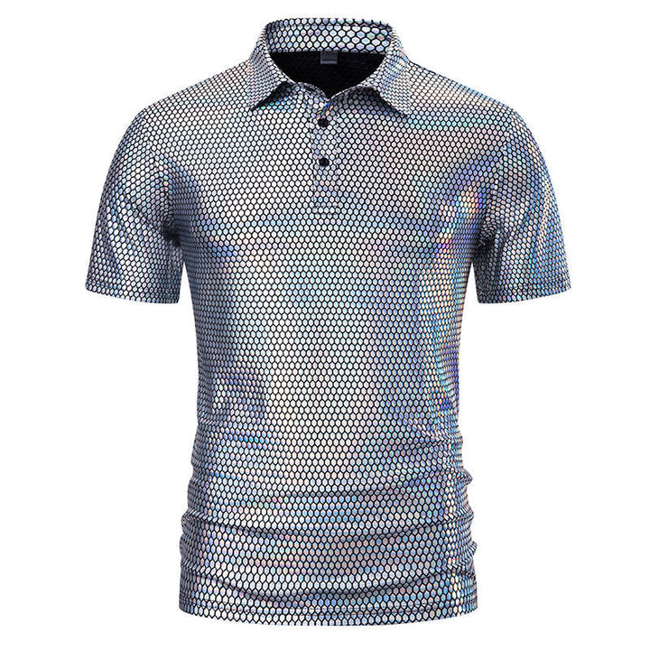 Herren Poloshirt mit glänzendem Honigwaben-Muster Drune