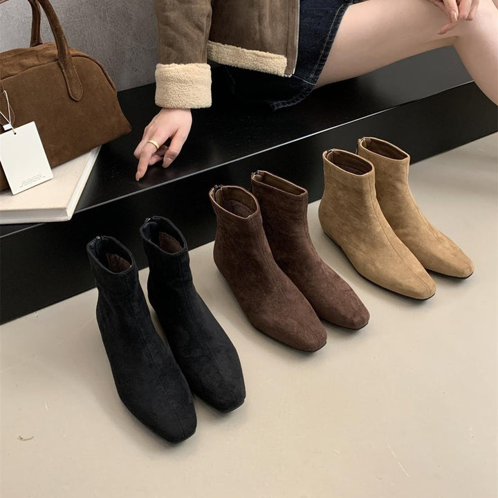 Damen Wildleder Spitz Zehen Knöchel Stiefeletten Drune