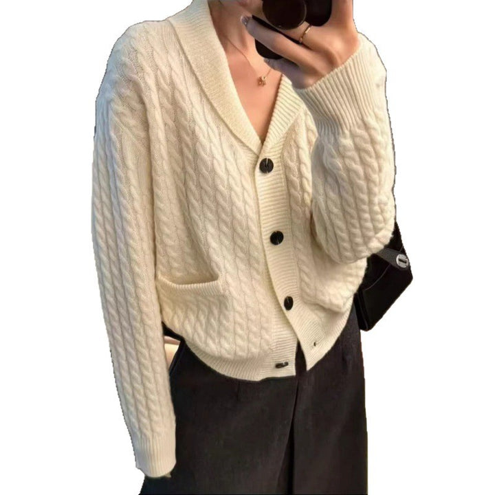 Damen Strickjacke mit Zopfmuster und aufgesetzten Taschen Drune