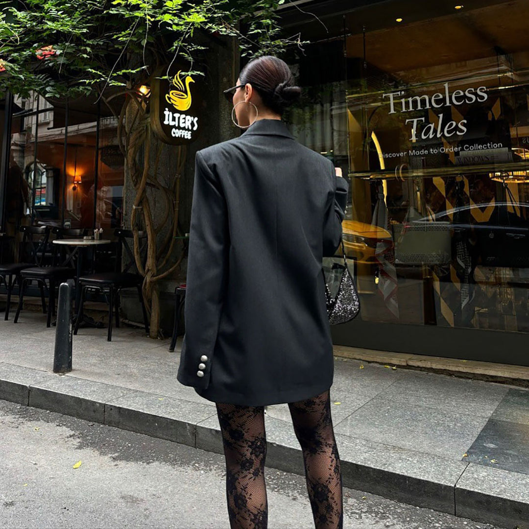 Damen Oversized Blazer mit funkelnden Applikationen und einzigartigem Design Drune