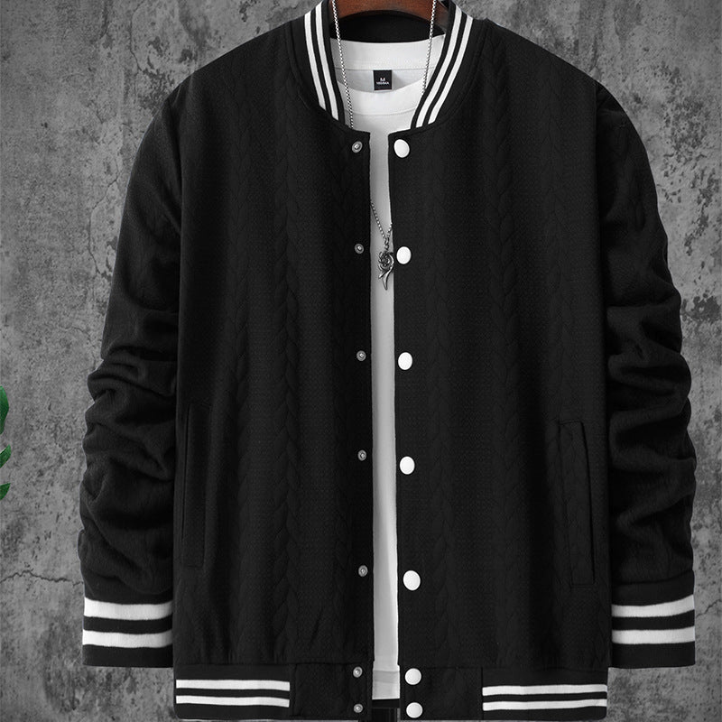 Herren stylische Bomberjacke mit strukturiertem Strickmuster und sportlichen Akzenten Drune