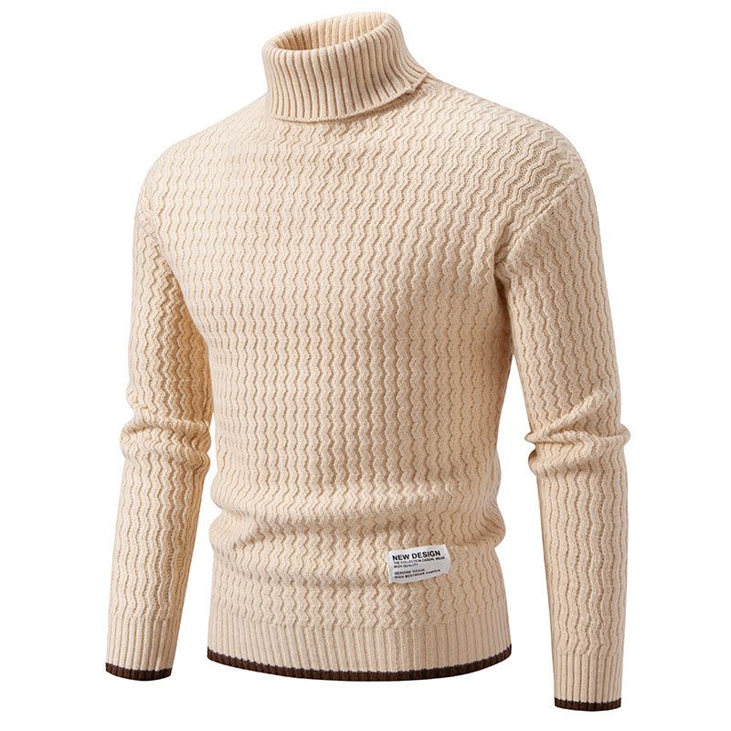 Herren Strickpullover mit hochabschließendem Kragen und strukturiertem Muster Drune