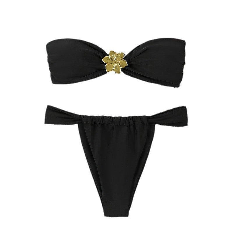 Damen Bandeau-Bikini-Set mit elegantem Schmuckdetail Drune