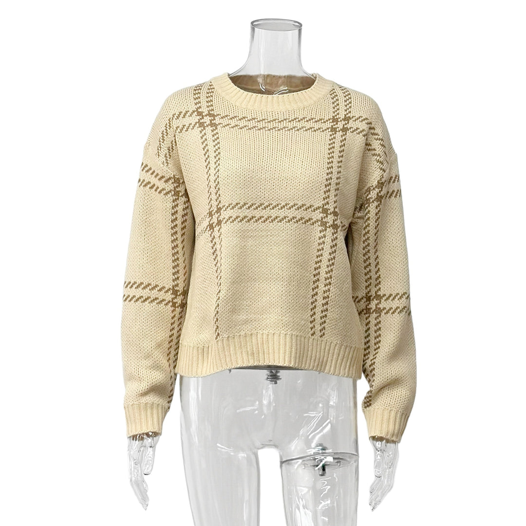 Damen Karierter Strickpullover Drune