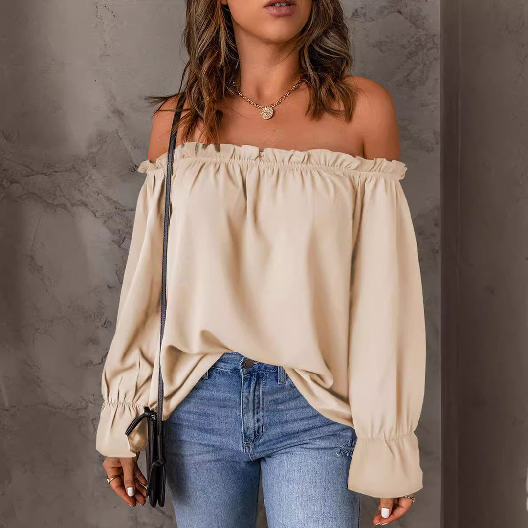 Damen Off-Shoulder Bluse mit Rüschendetails und lässigem Schnitt Drune
