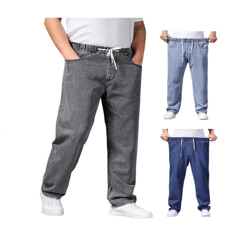 Herren nan weitenverstellbare Denim Jogginghose mit elastischem Bund und Kordelzug Drune