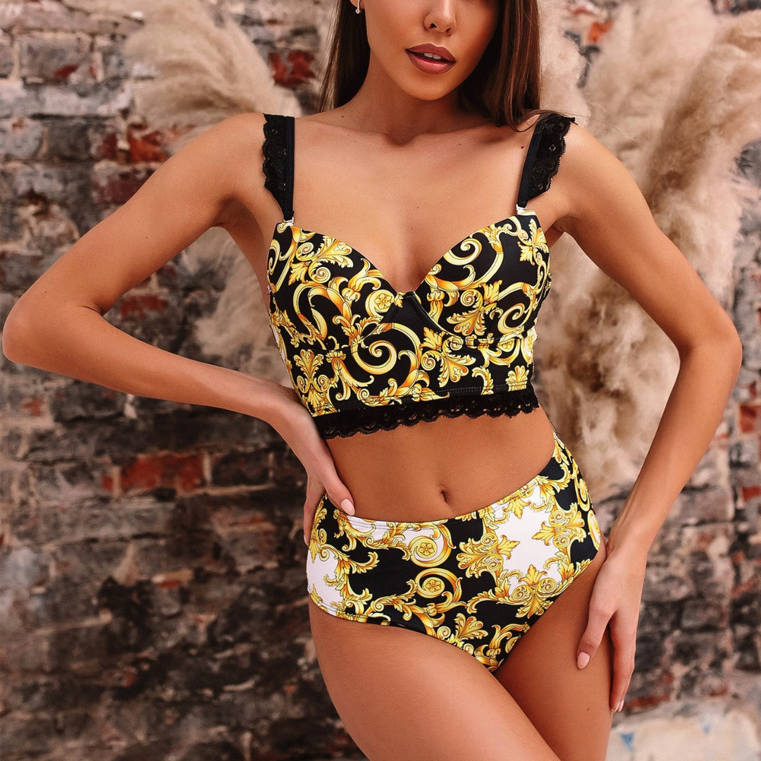 Damen Push-Up Bikini mit verzierten Trägern Drune