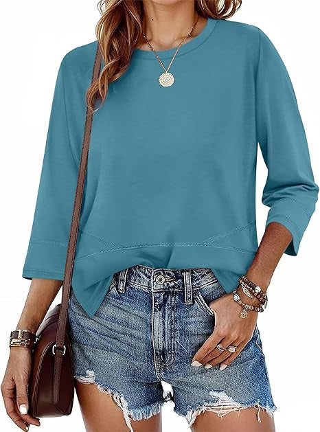 Damen lässiger Pullover mit drei Viertel-Ärmeln Drune