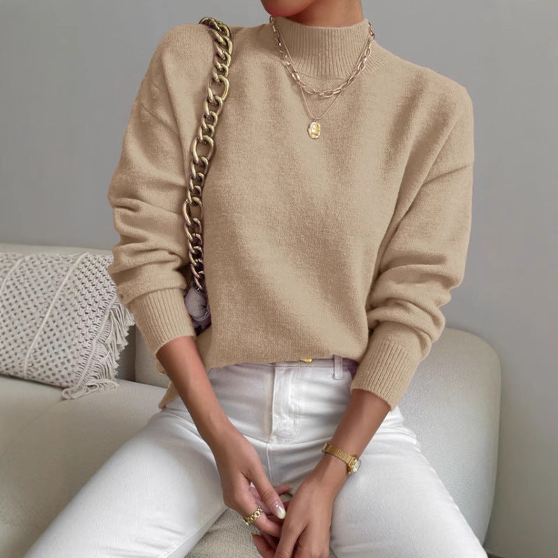 Damen Pullover mit hohem Kragen und weichem Material Drune