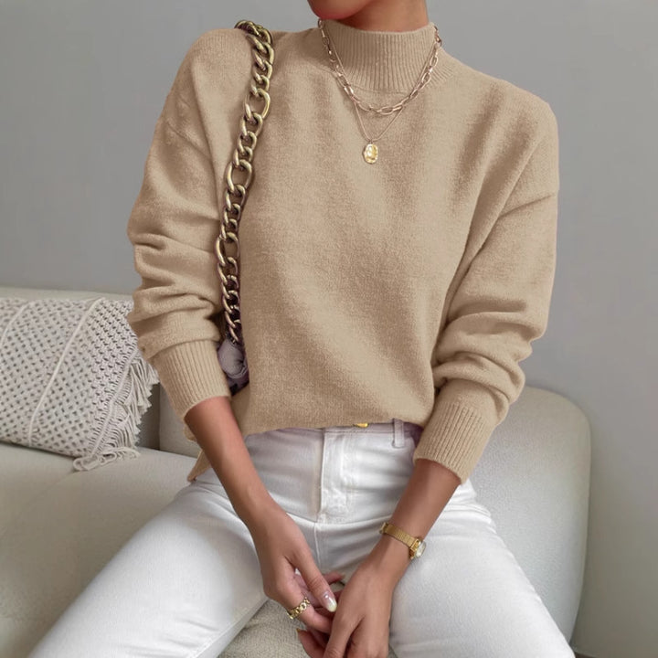 Damen Pullover mit hohem Kragen und weichem Material Drune
