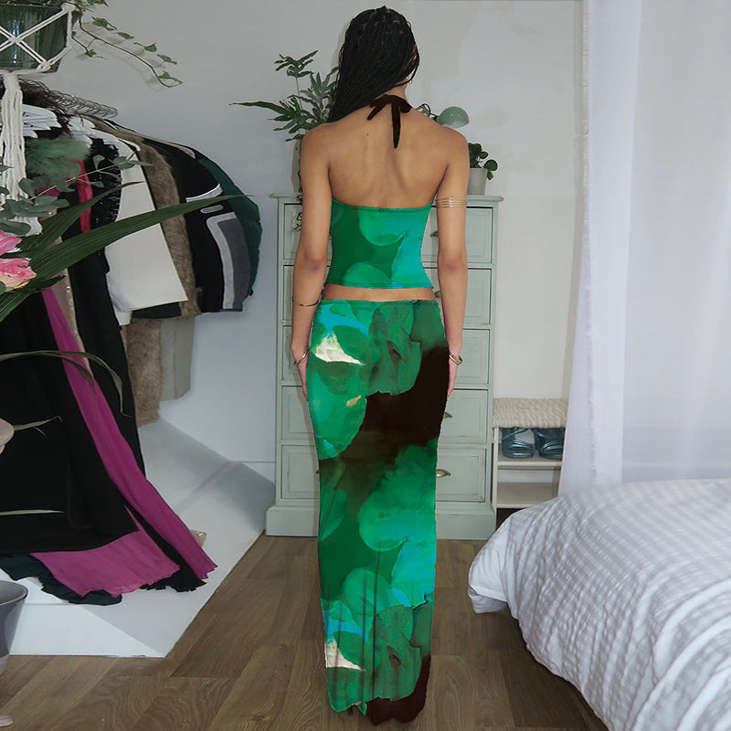 Damen Elegantes Maxikleid mit verführerischem Halterneck Drune