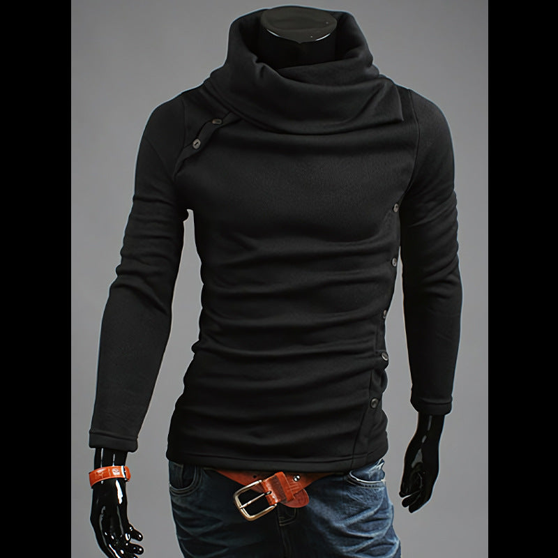 Herren nan Strickpullover mit großem Schalkragen, asymmetrischer Knopfleiste und schmaler Silhouette Drune