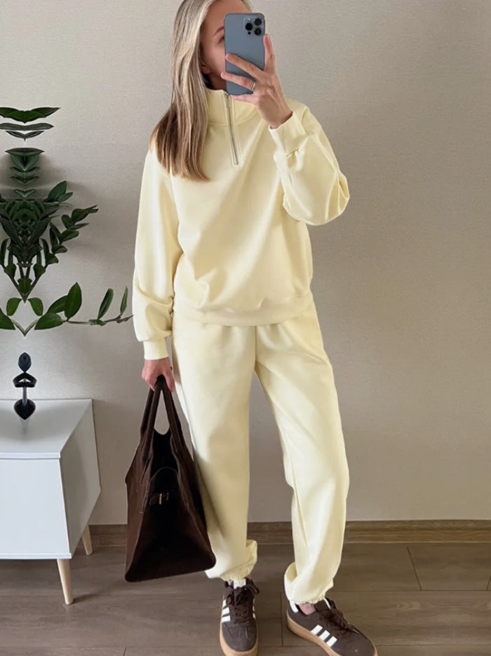 Damen elegantes Komplett-Outfit mit hohem Kragen und weitem Schnitt Drune