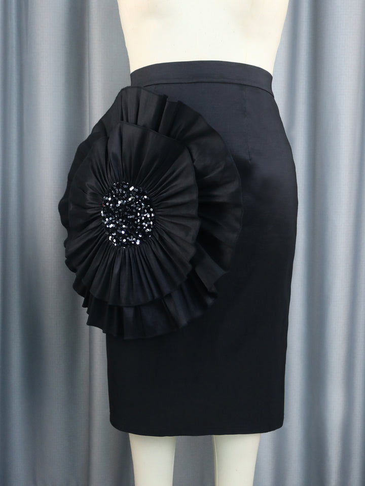 Damen Bleistiftrock mit voluminösem Rüschen-Detail Drune