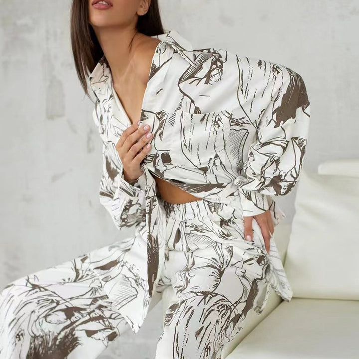 Damen Elegante und lässige Blusen-Hosen-Kombination Drune