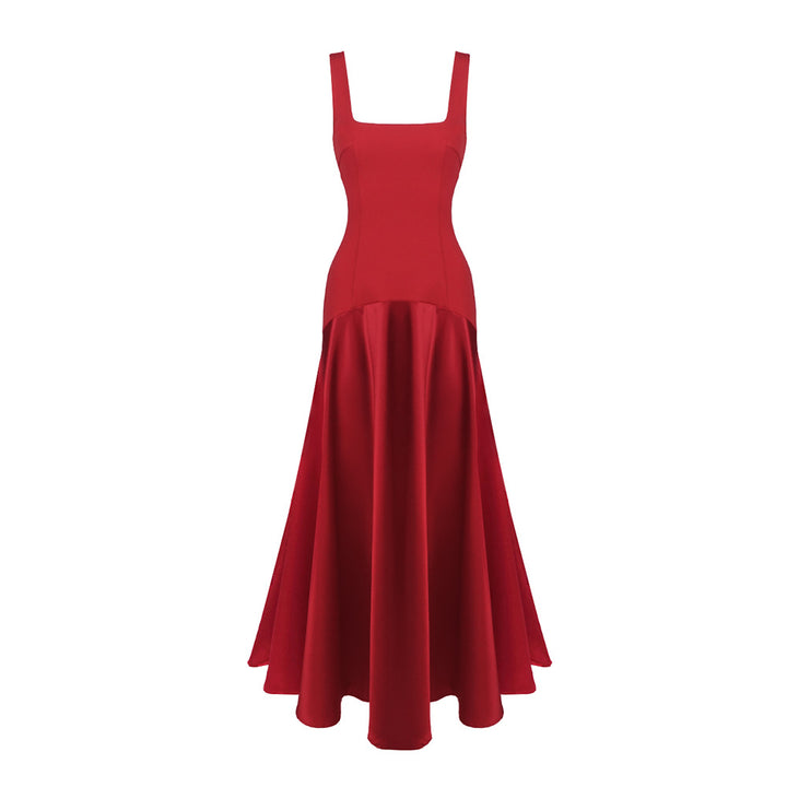 Damen Elegantes Maxikleid mit A-Linien-Silhouette und schmalen Trägern Drune