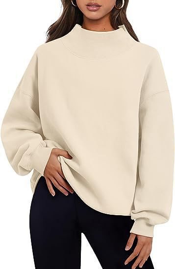 Damen Oversized Sweatshirt mit hochgeschlossenem Kragen und lässigem Schnitt Drune
