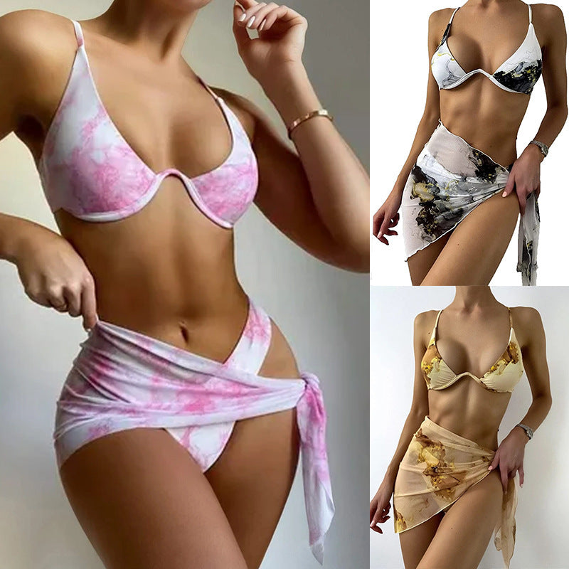 Damen Triangel-Bikini-Set mit elegantem Wickeltuch Drune