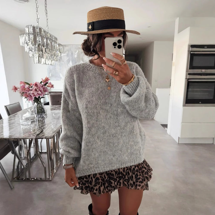 Damen Oversized-Strickpullover mit voluminösen Ärmeln und modernem Design Drune