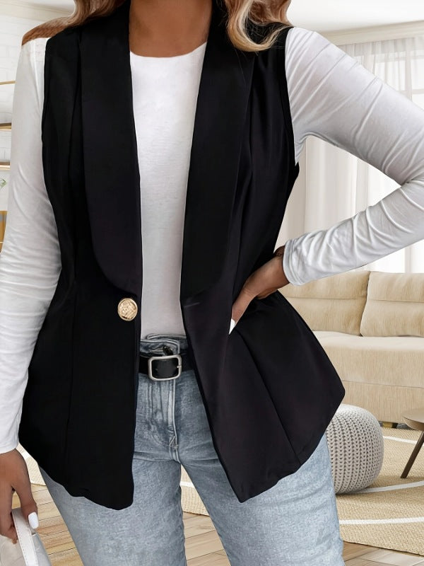 Damen Elegante Blazerjacke mit tailliertem Schnitt und dekorativem Knopf Drune