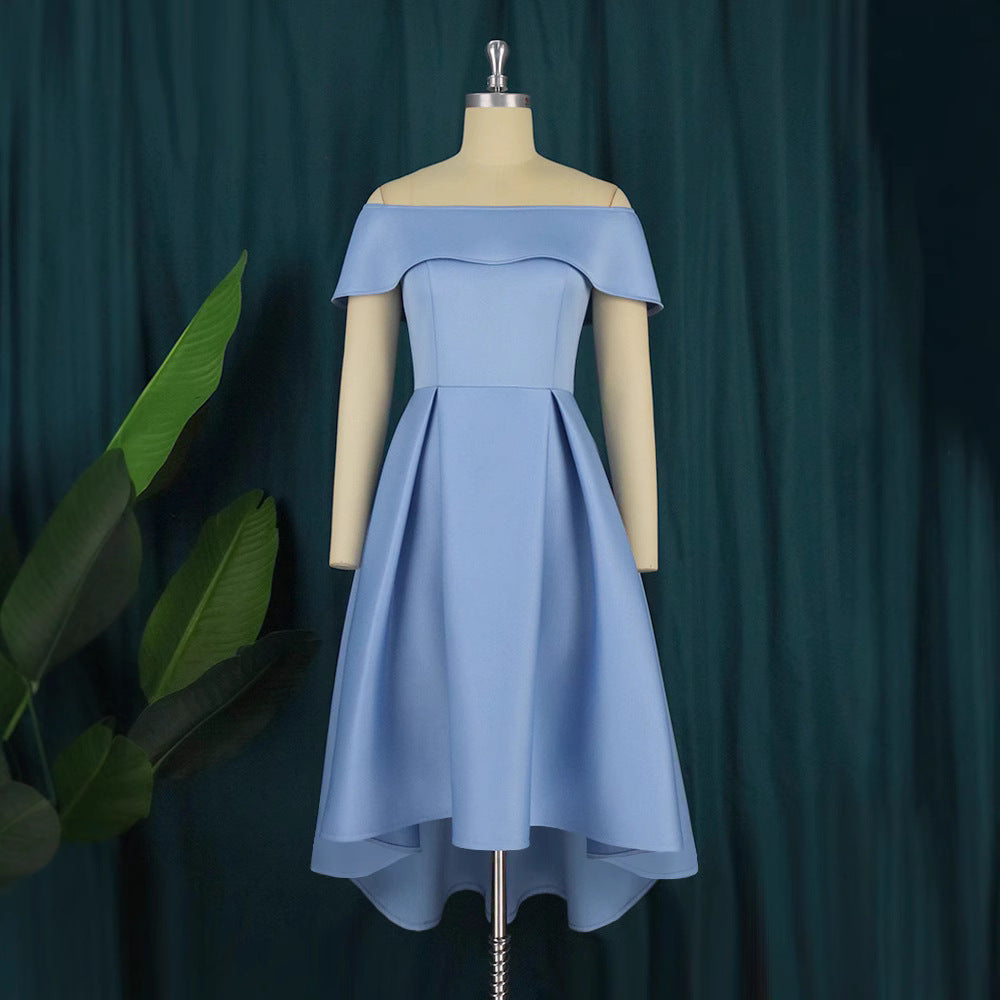 Damen A-Linien Kleid mit schulterfreiem Design und schwingendem Saum Drune