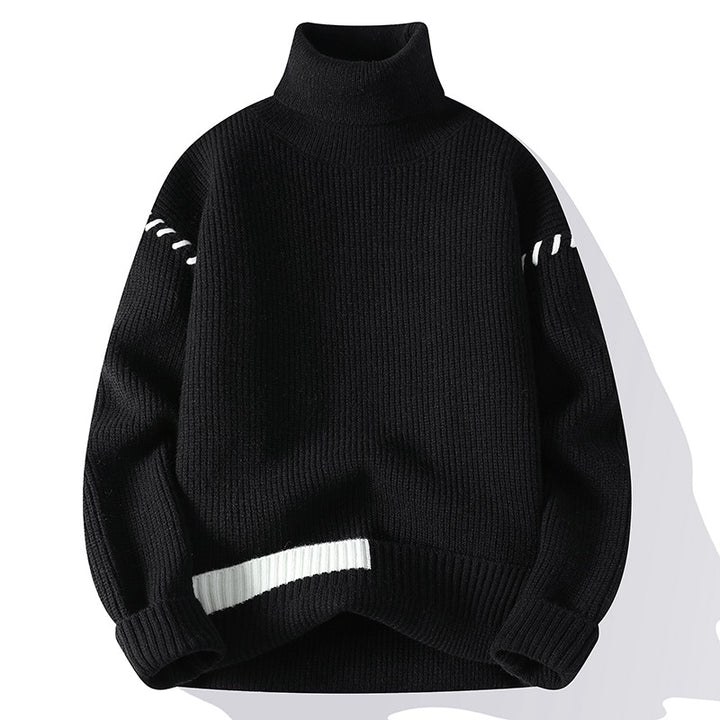 Damen Grober Rollkragenpullover mit dekorativen Ärmeldetails Drune