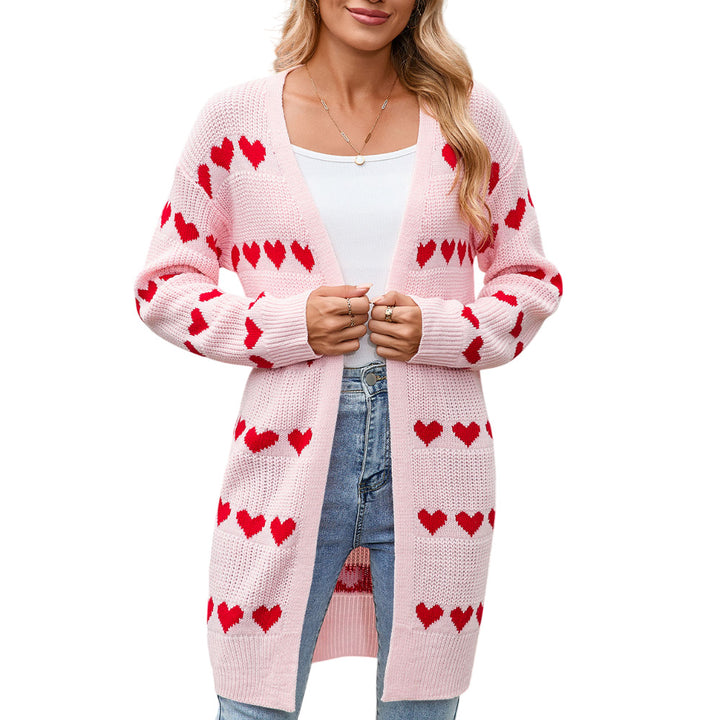 Damen Strickjacke mit herzförmigem Muster Drune