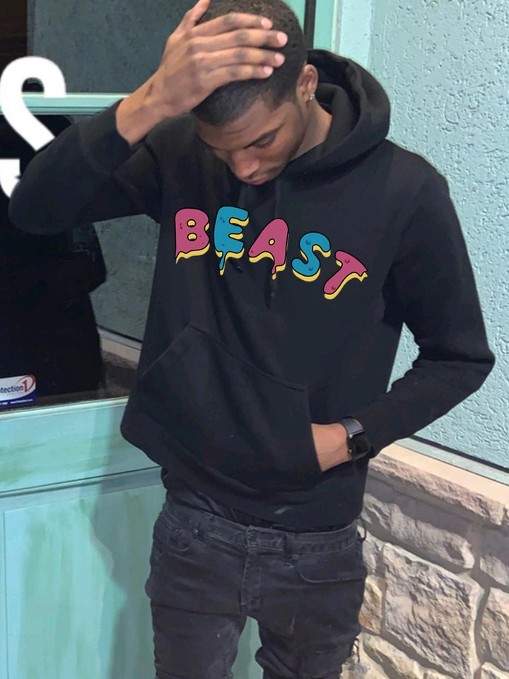 Herren Hoodie mit buntem 3D-Schriftzug Drune