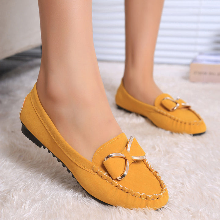 Damen nan elegante Mokassin Halbschuhe mit dekorativer Metallschnalle und rutschfester Gummisohle Drune