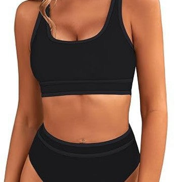 Damen Sportlicher Hochgeschnittener Bikini Drune