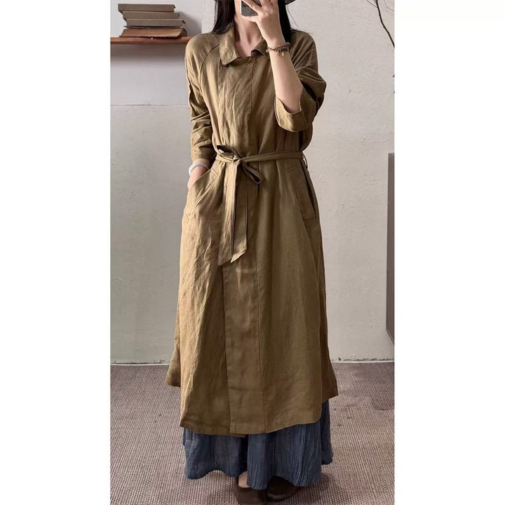 Damen Leinen Trenchcoat Drune