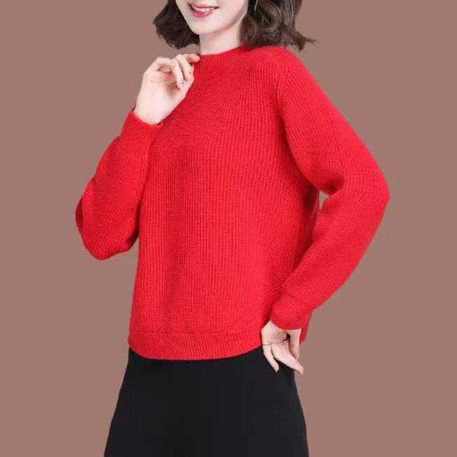 Damen lässiger Strickpullover mit hohem Kragen und weitem Schnitt Drune