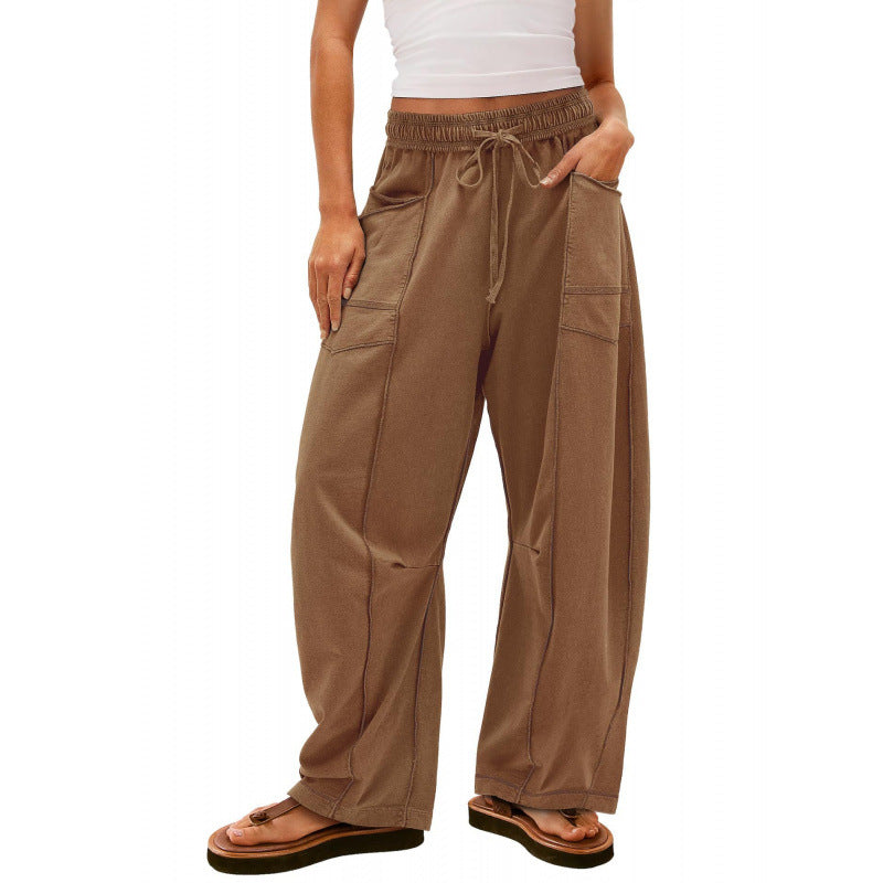 Damen weite Freizeithose mit praktischen Seitentaschen und elastischem Bund Drune