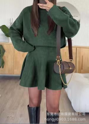Damen lässiges Sweatshirt-Kleid mit hochtägiger Ärmeln Drune