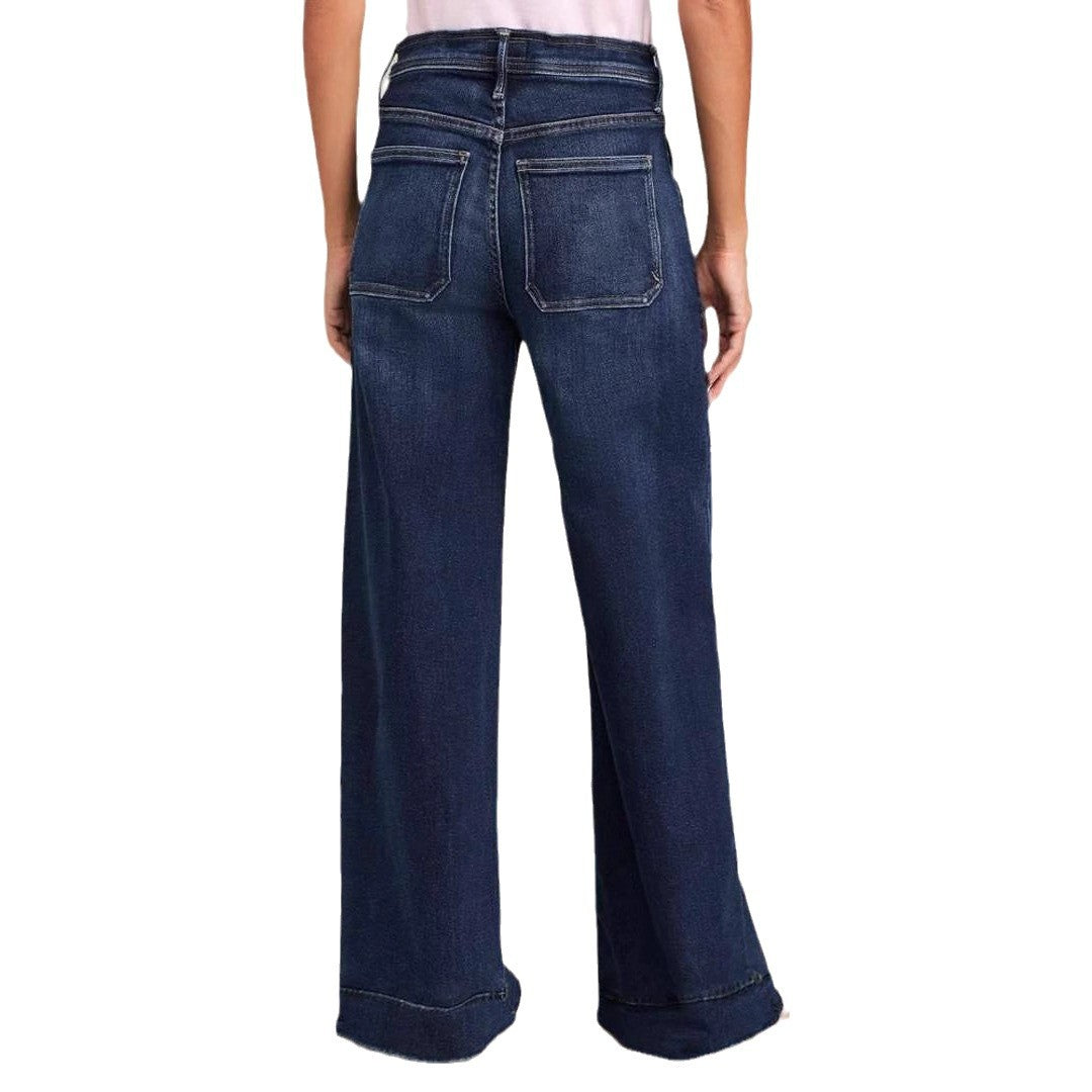 Damen weite Denim-Hose mit hohem Bund Drune