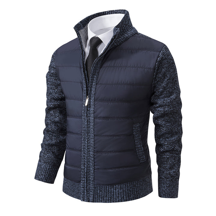 Herren nan gesteppte Hybrid-Strickjacke mit Stehkragen Reißverschluss und Eingrifftaschen Drune
