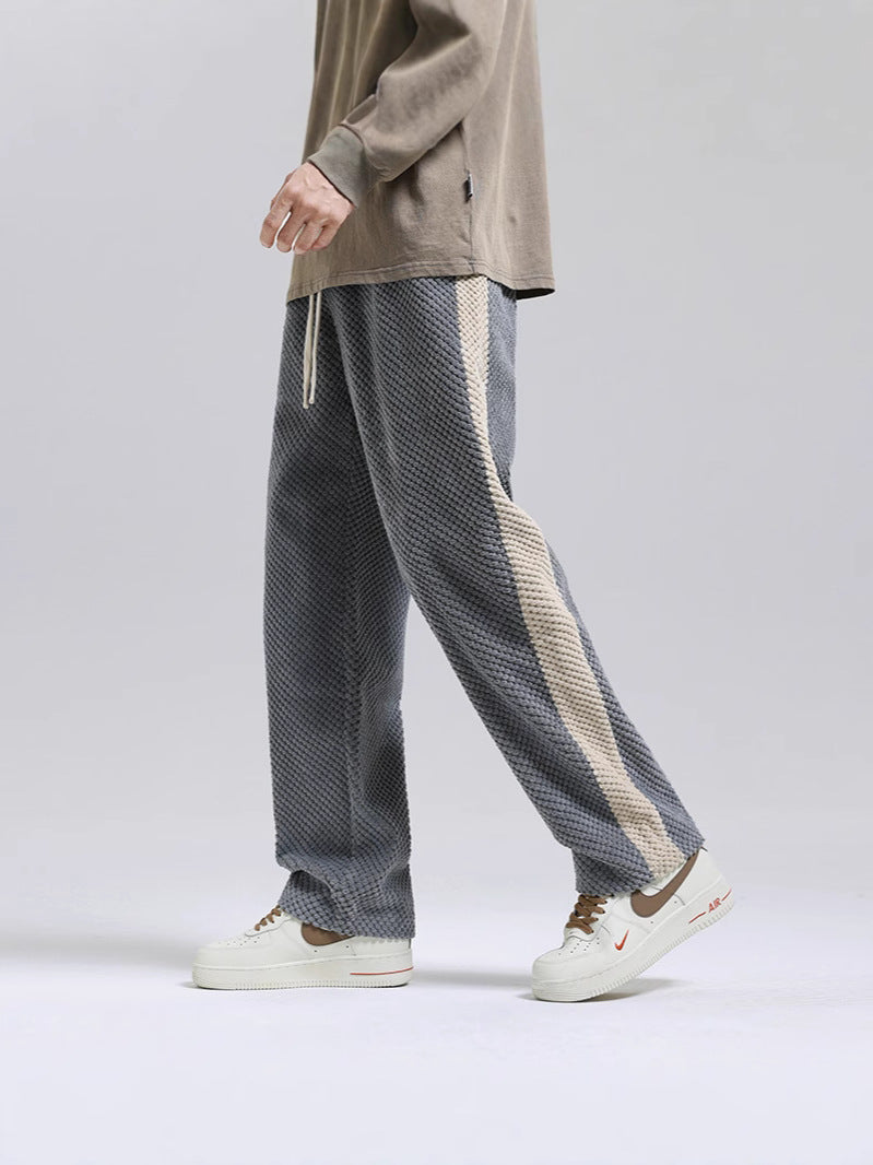 Damen Bequeme Freizeithose mit strukturiertem Stoff und seitlichen Streifen Drune