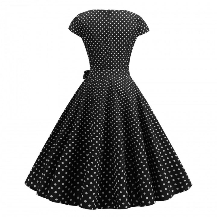 Damen Swingkleid mit Punkten und eleganter Taillierung Drune