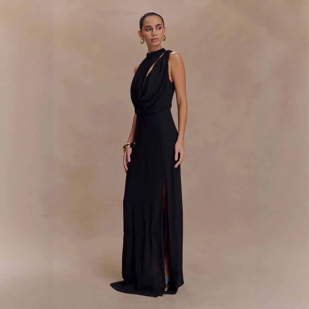 Damen Elegantes Maxi-Kleid mit drapiertem Oberteil Drune