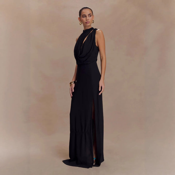 Damen Elegantes Maxi-Kleid mit drapiertem Oberteil Drune