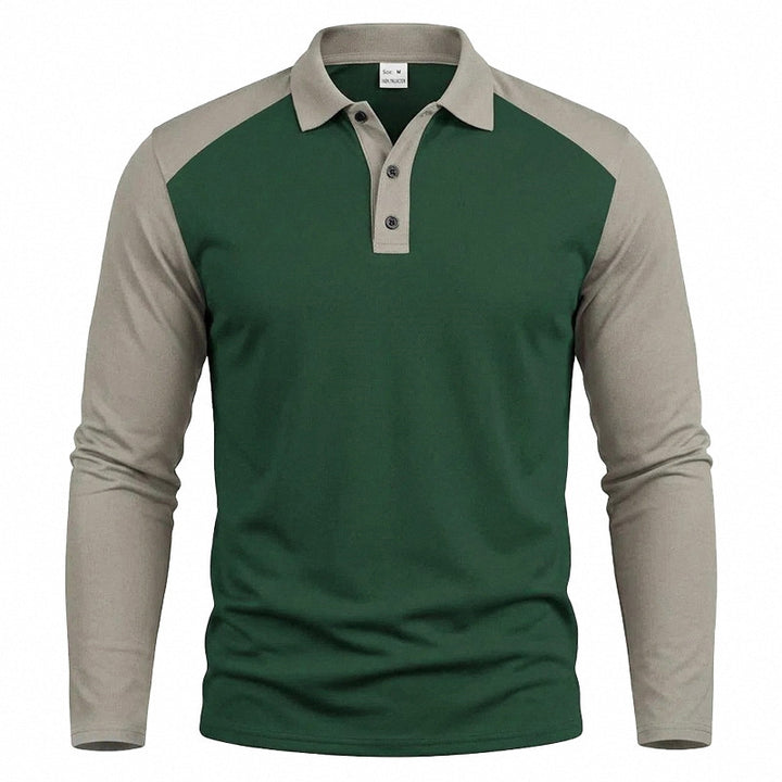 Herren nan langärmeliges Raglan-Polo aus Baumwollmix mit Knopfleiste und ergonomischem Schnitt Drune