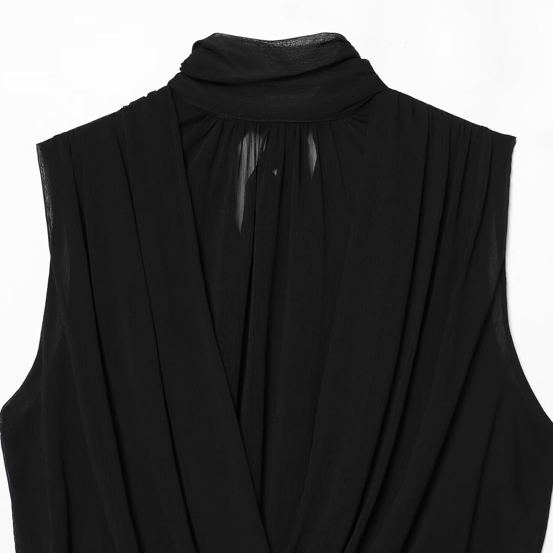 Damen ärmelloses Drapé-Oberteil mit elegantem Halsschlitz und fließendem Schnitt Drune