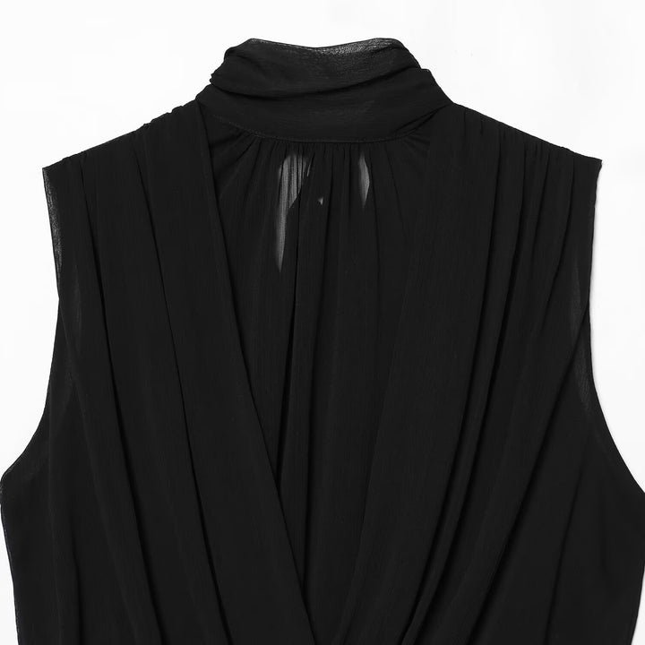 Damen ärmelloses Drapé-Oberteil mit elegantem Halsschlitz und fließendem Schnitt Drune